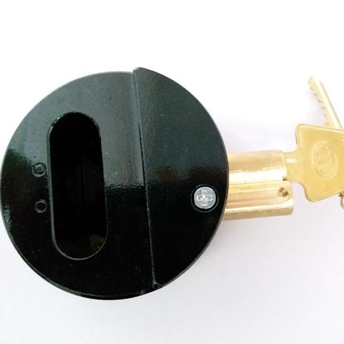 供应三盾牌73mm 45#钢冰球圆钢锁集装箱锁——喷砂黑电.
